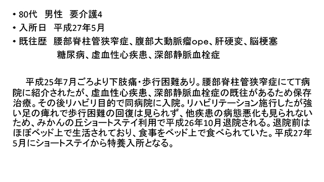 80代　男性　要介護4 
